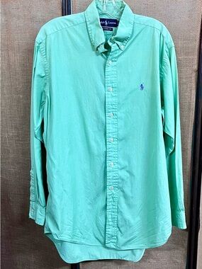Ralph Lauren Classic Button-Down Shirt in Mint Green with Pony Logo